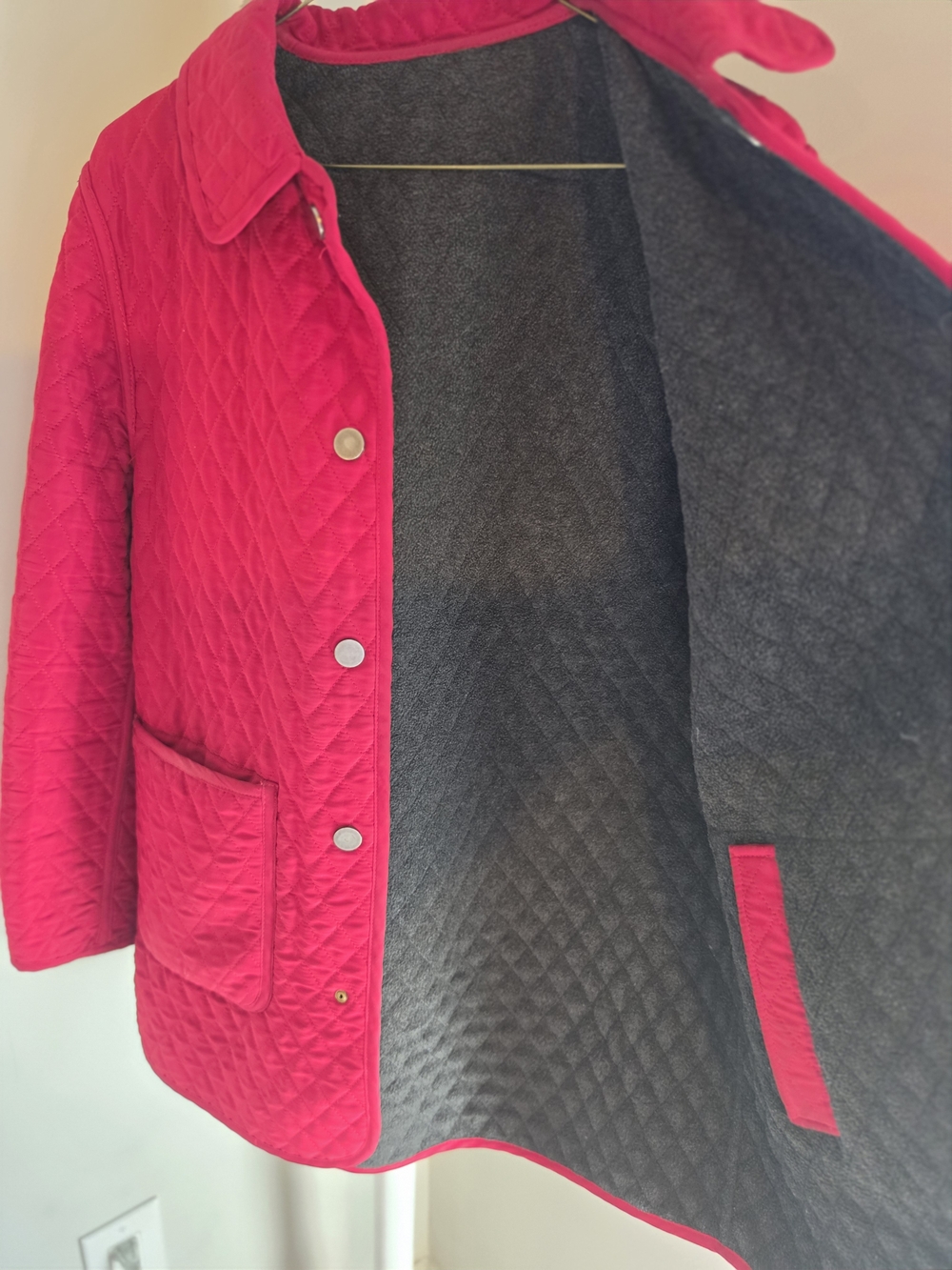 London Fog Quilted Red Button-Front Jacket S/M - Picture 6 of 8